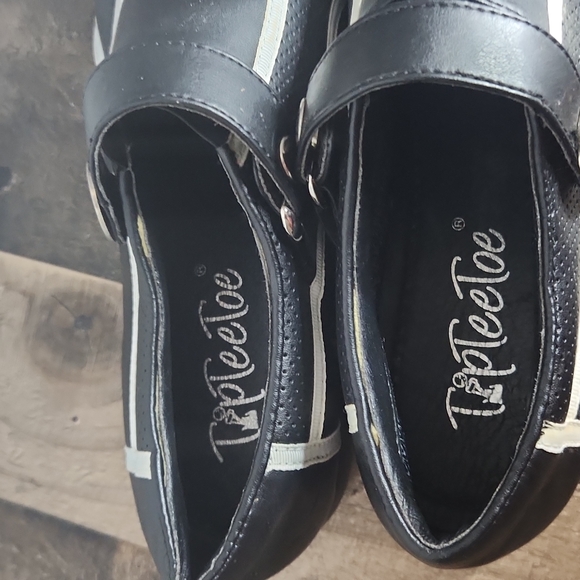 Tip Tee Toe Women's Size 7.5 Golf Shoes Black Leather Spikeless Sneakers - Picture 6 of 11